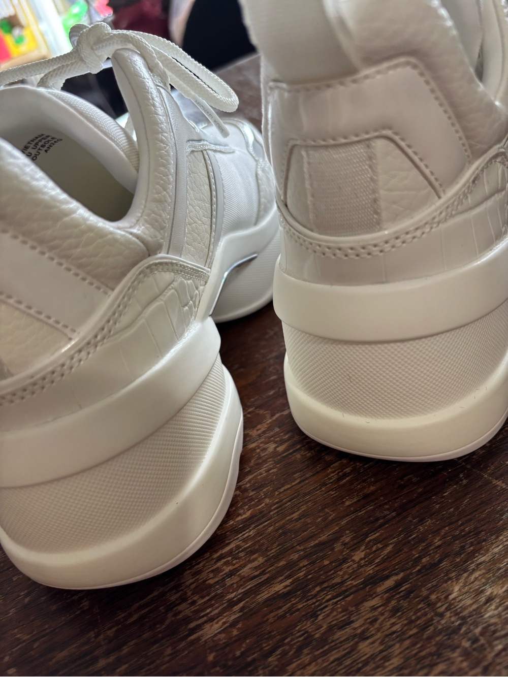 Michael Kors Cream Leather & Mesh Platform Sneakers - Picture 5 of 9
